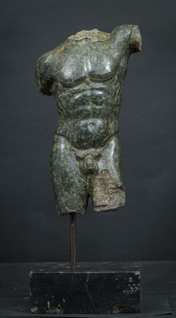 雕塑, Torso virile - 47 cm - Porfido verde #1.0