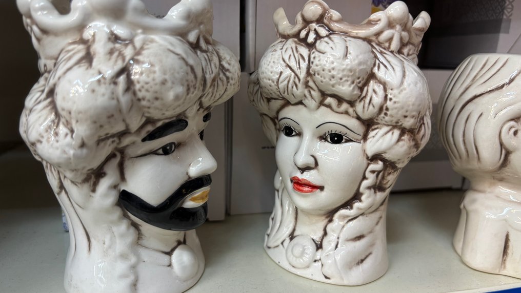 花瓶  - 陶瓷 - 一对摩洛哥人头 #2.1