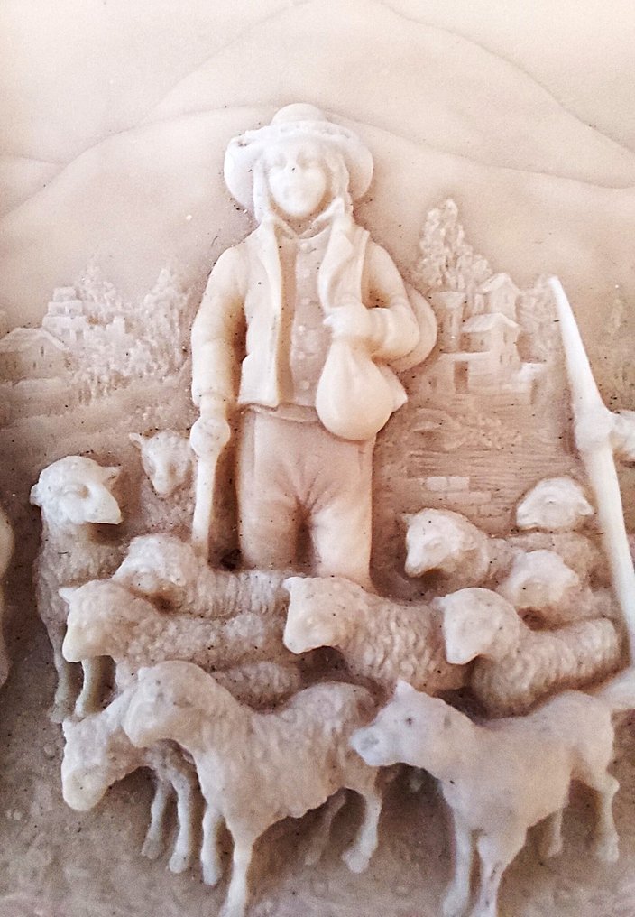 Πλάκα από αλβαστέρο με έναν ποιμένα προβάτων και το κοπάδι του. - C.F. Becker - Πλάκα - Αλαβάστρο #3.2