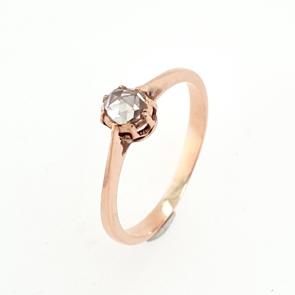 没有保留价 - 戒指 - 14K包金 玫瑰金 -  0.15ct. tw. 钻石 (天然)  #1.0