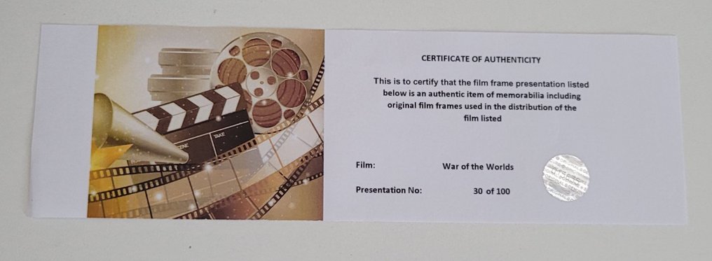 Tom Cruise - War of the World - Framed Film Cell Display with COA #3.2