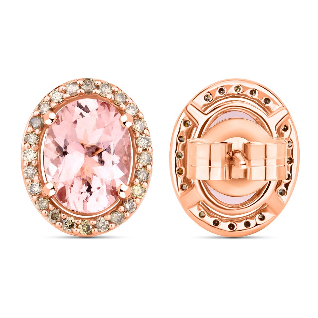 Σκουλαρίκια - 14 καράτια Ροζ χρυσό -  2.18ct. tw. Μοργκανίτης - Διαμάντι #4.3