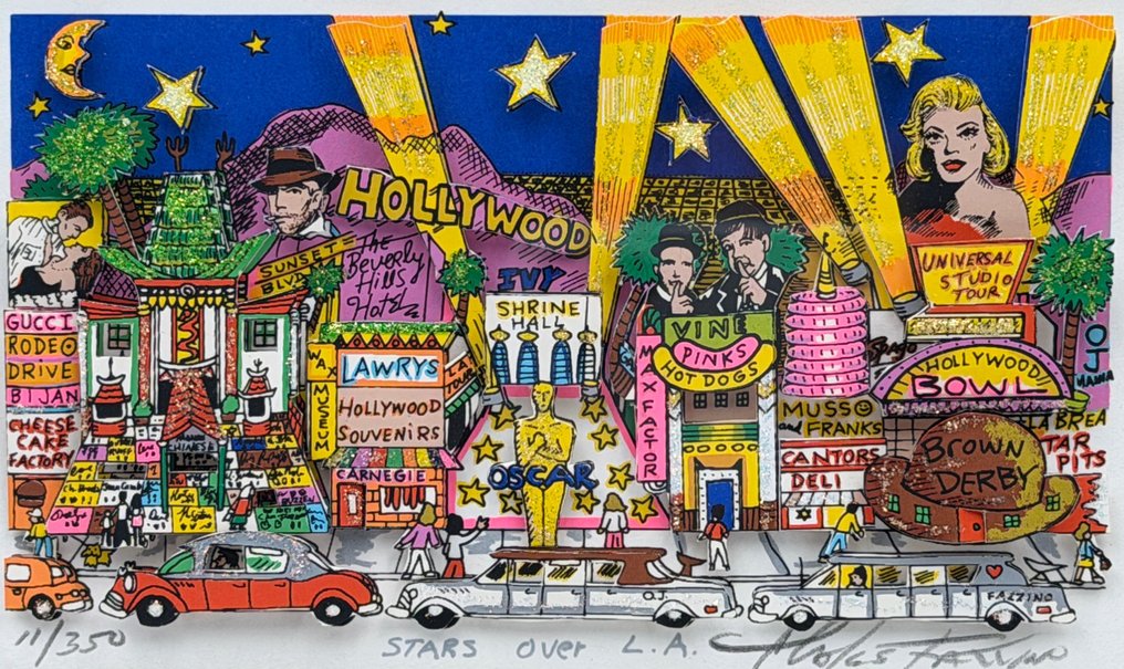 Charles Fazzino (1955) - Stars over L.A. / 3D silkscreen #1.0