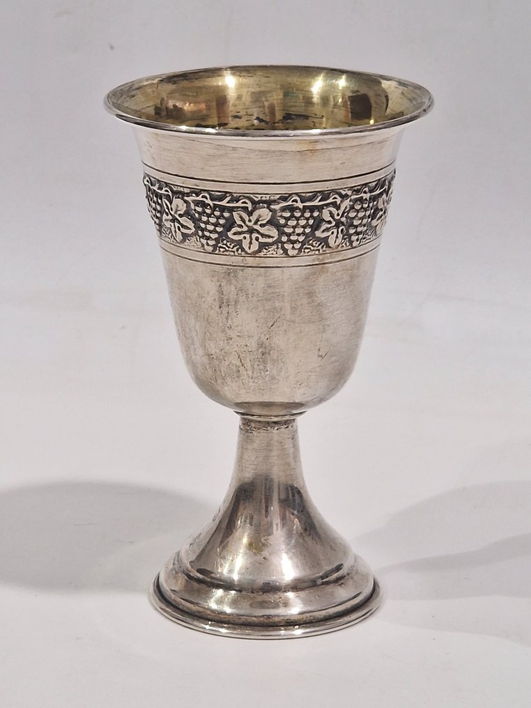  猶太文物 - .800 銀 - 1980-1990 - Kiddush 杯配托盘  #1.0