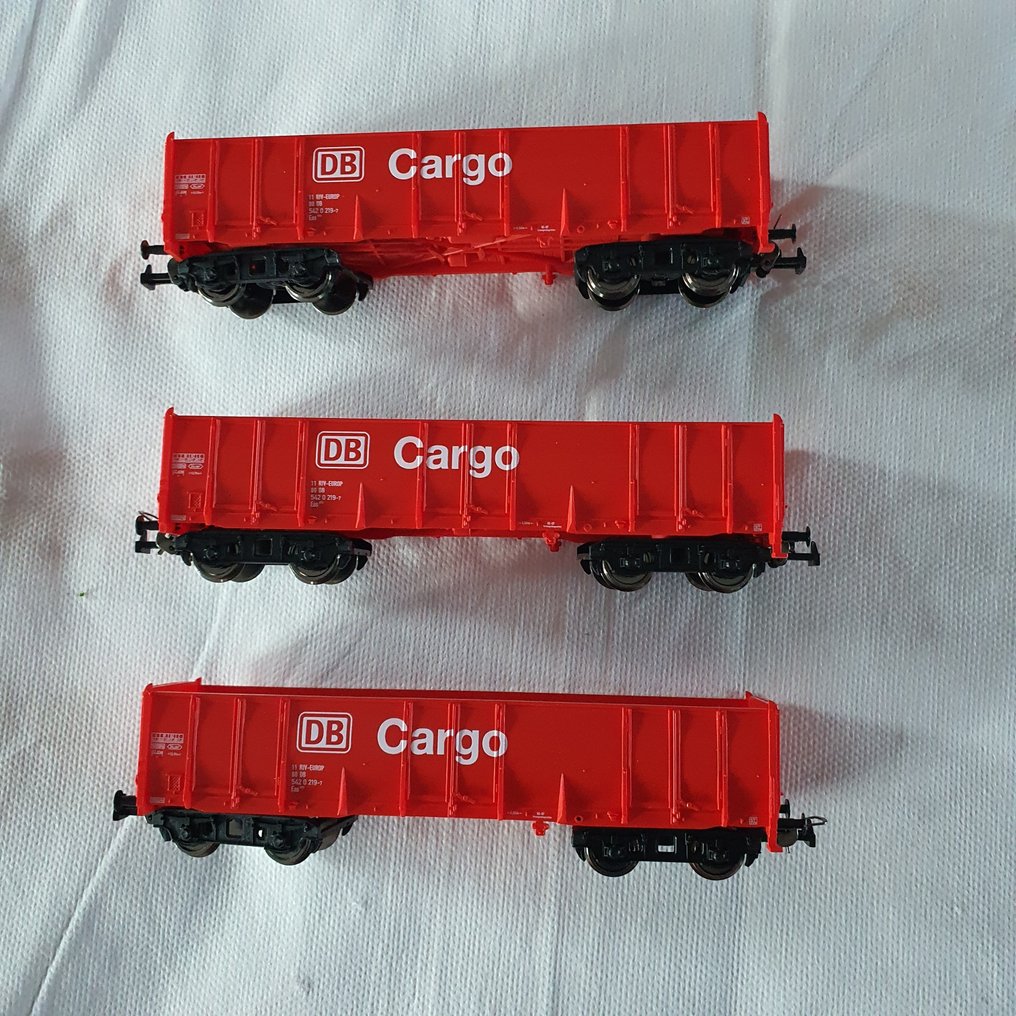 Piko H0 - 98553A4 - Τρένο μοντελισμού μεταφοράς εμπορευμάτων (3) - 3 τεμάχια hogeboordwagen Eaos - DB Cargo #1.0
