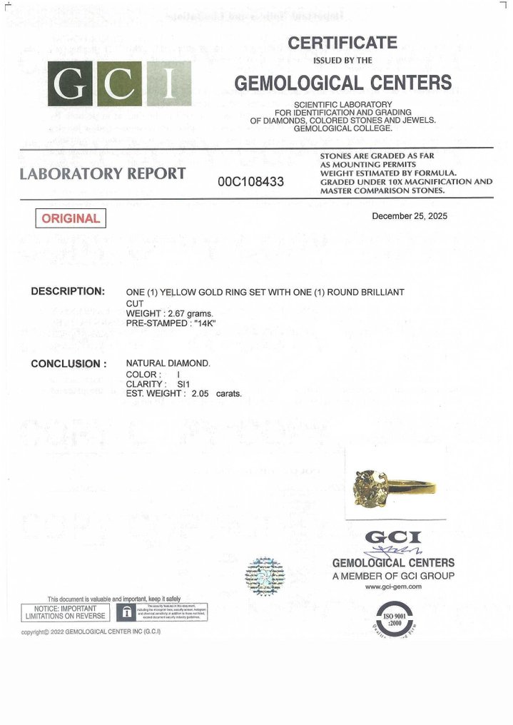 χωρίς τιμή ασφαλείας - Δαχτυλίδι αρραβώνων - 14 καράτια Κίτρινο χρυσό -  2.05ct. tw. Διαμάντι (Φυσικό) #3.2