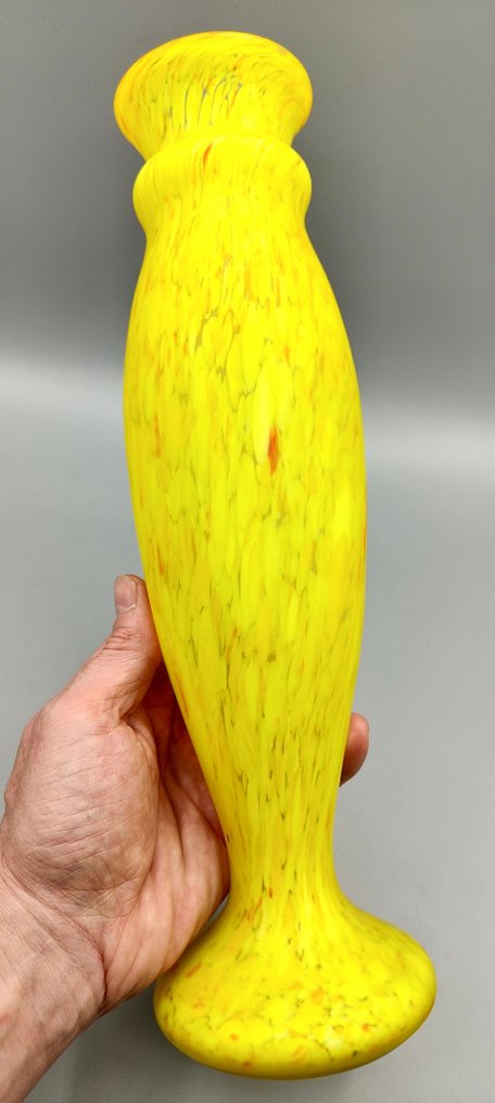 Legras & Cie. - 花瓶 - 大号装饰艺术风格黄玛瑙玻璃花瓶“Canari”,色彩浓烈——已登记 - 口中吹制玻璃 #4.3