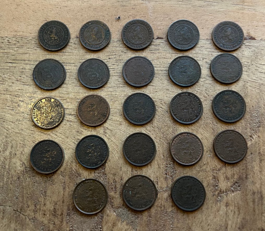 荷蘭. Wilhelmina. 1/2 Cent Complete serie van 23 stuks  (沒有保留價) #1.0