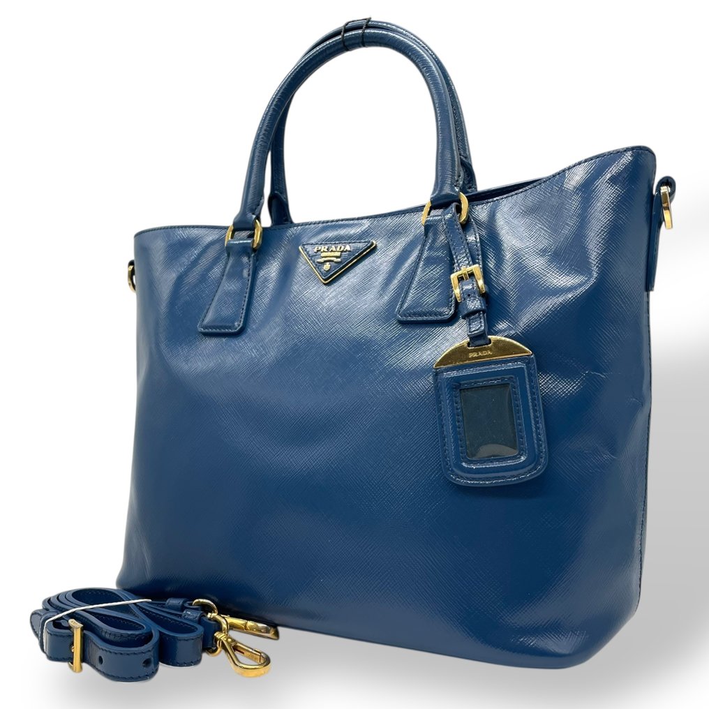 Prada - Galleria Saffiano Leather 2Way Tote Shoulder Bag with Triangle Logo Plate - Mulepose #1.0