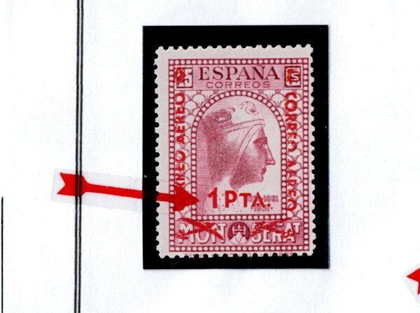 西班牙 1938 - 航空邮政，1931年款，25分。蒙特塞拉特带盖标，完整系列带变体。 #3.2