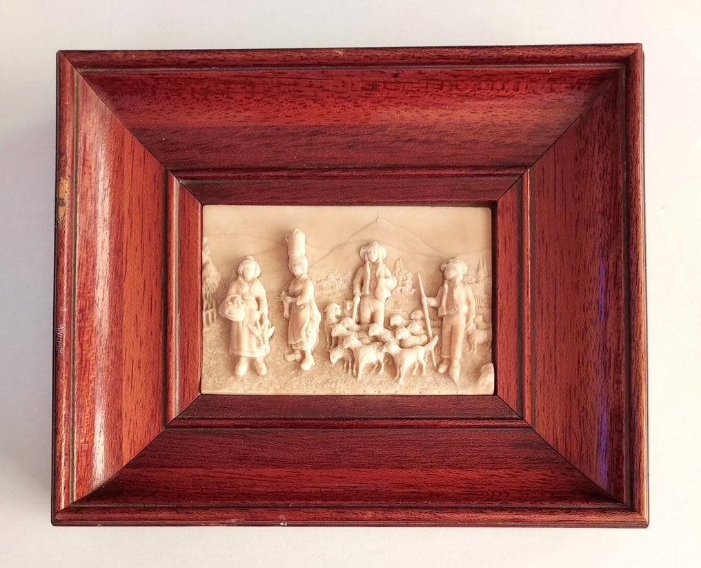 Πλάκα από αλβαστέρο με έναν ποιμένα προβάτων και το κοπάδι του. - C.F. Becker - Πλάκα - Αλαβάστρο #1.0