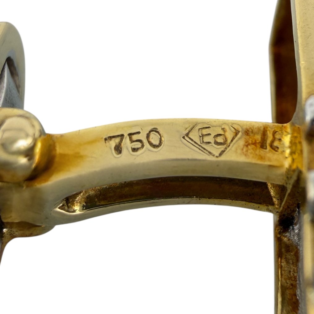 袖口扣 - 18 克拉 黃金, 独家18K黄金镶钻1.23克拉袖钉 #3.2