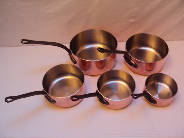 5 casseroles métaux ouvrées  cuivre et acier inoxydable - Stieltopf (5) - Kupfer, Edelstahl, Eisen #1.0