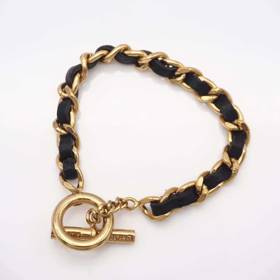 Chanel - Gold-plated - Bracelet - Gold-tone, Leather Chain #2.1