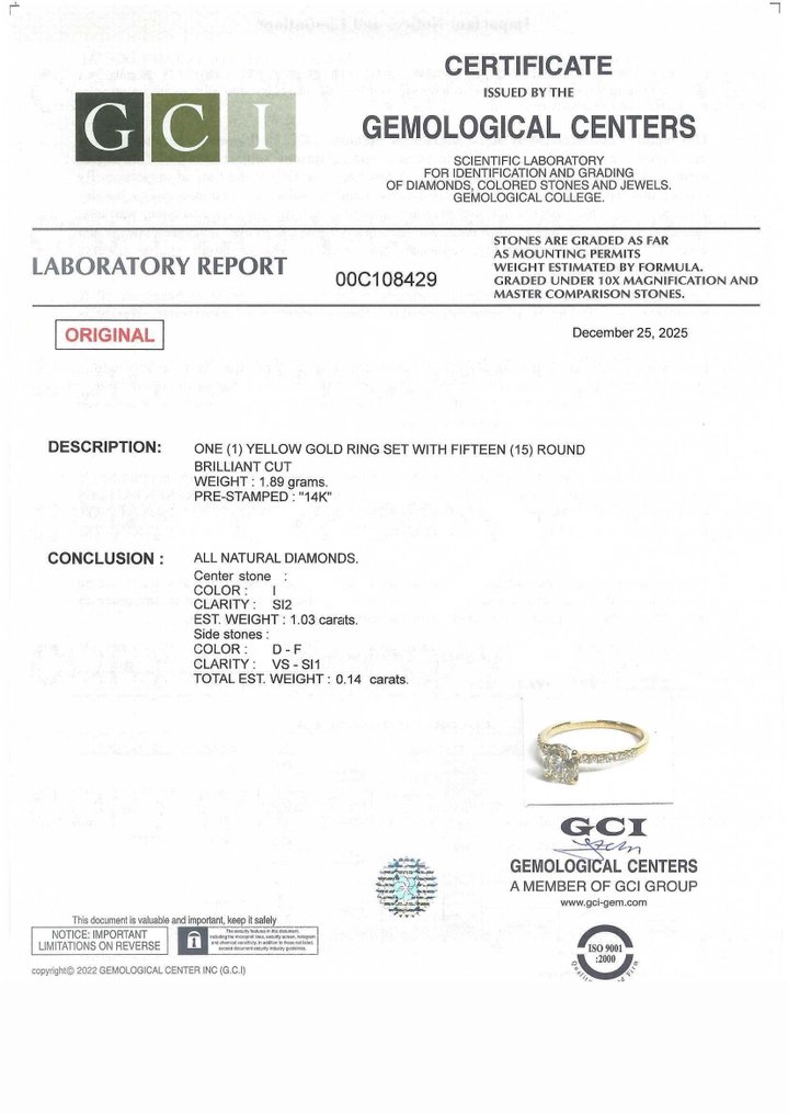 沒有保留價 - 訂婚戒指 - 14 克拉 黃金 -  1.17ct. tw. 鉆石 (天然) - 鉆石 #3.2