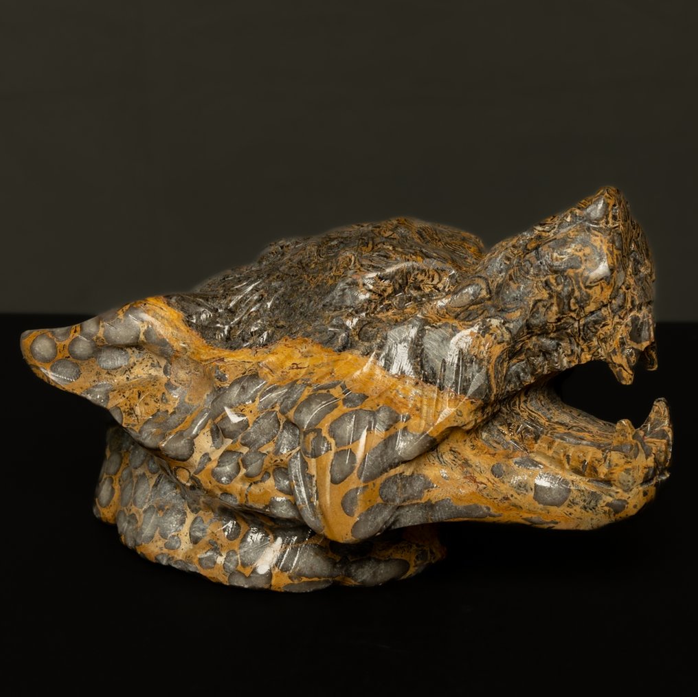 Jasper 精美雕刻Jaspis之狼 - 高度: 16.2 cm - 宽度: 10.3 cm- 1468 g #1.0