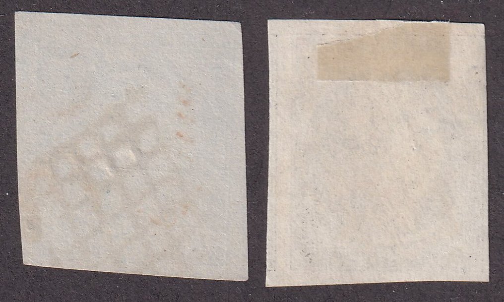 法国  - 20c 黑色 + 25c 蓝色 TTB（大边距和邻近） - Yvert n°3+4 #1.0