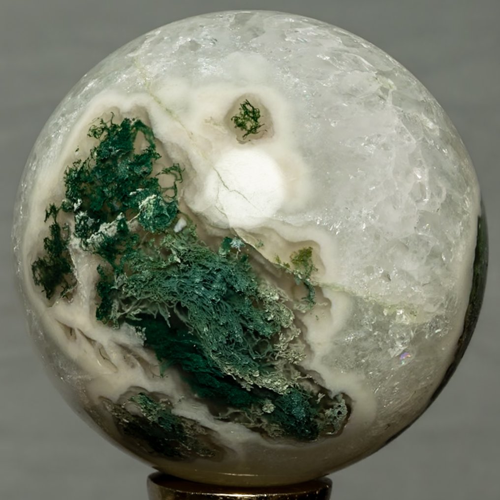 Μος Αγάτη Άριστα γυαλισμένη σφαίρα από moss agate υψηλής ποιότητας. - Ύψος: 8.18 cm - Πλάτος: 8.18 cm- 720 g #4.3