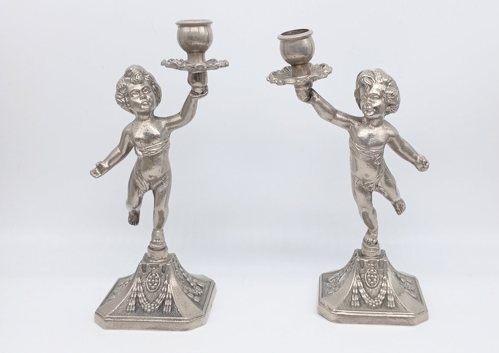 Ljusstake Cherubini (2) - Försilvrat brons #2.1