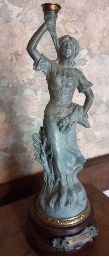 Ruchot - Scultura, Moisson - 40 cm - Spelter, Legno, Bronzo - 1890 #1.0
