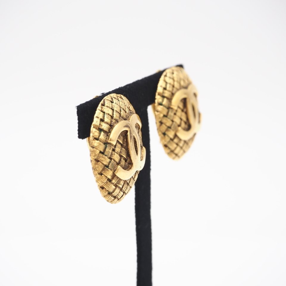 Chanel - Gold-plated - Earrings - Gold-tone, Textured Woven #2.1