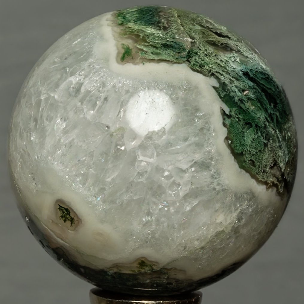 Μος Αγάτη Άριστα γυαλισμένη σφαίρα από moss agate υψηλής ποιότητας. - Ύψος: 8.18 cm - Πλάτος: 8.18 cm- 720 g #1.0