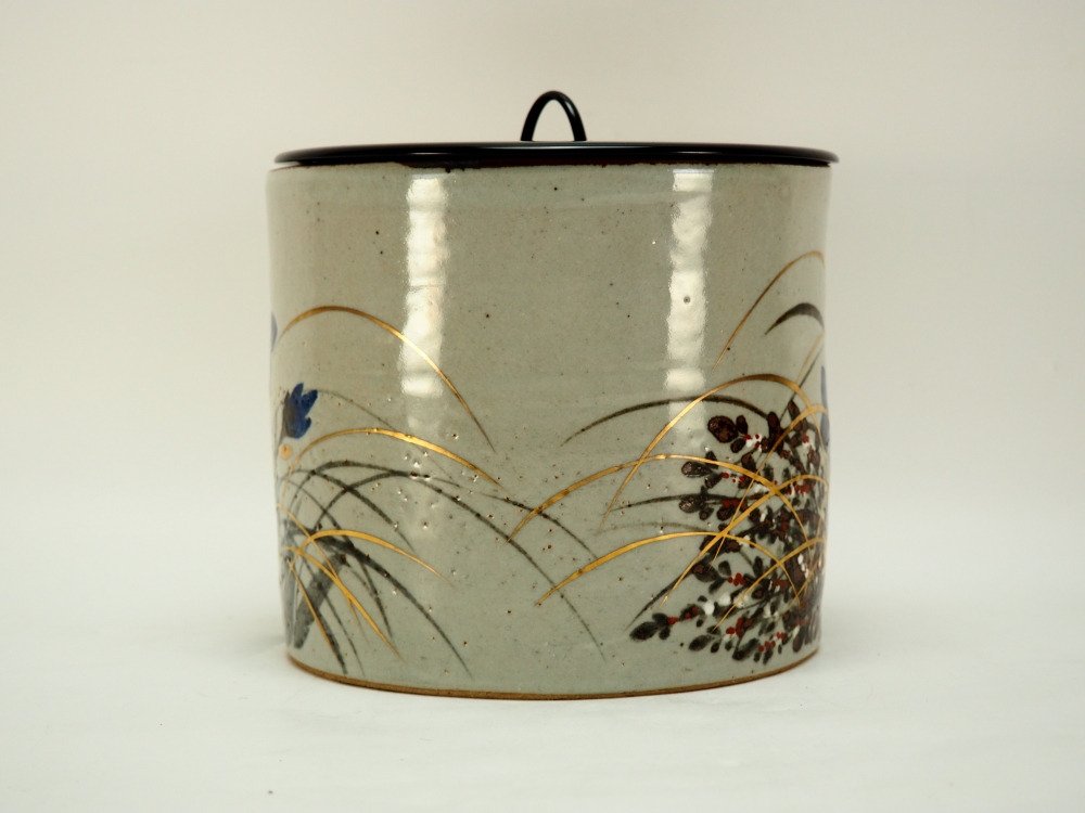 兼山风格秋草水差(水壶),带金色装饰,由加贺瑞山制作 - 陶瓷 - Kaga Zuizan / 加賀瑞山 (1896 — 1982) - 日本 - 昭和年代(1926-1989) #2.1