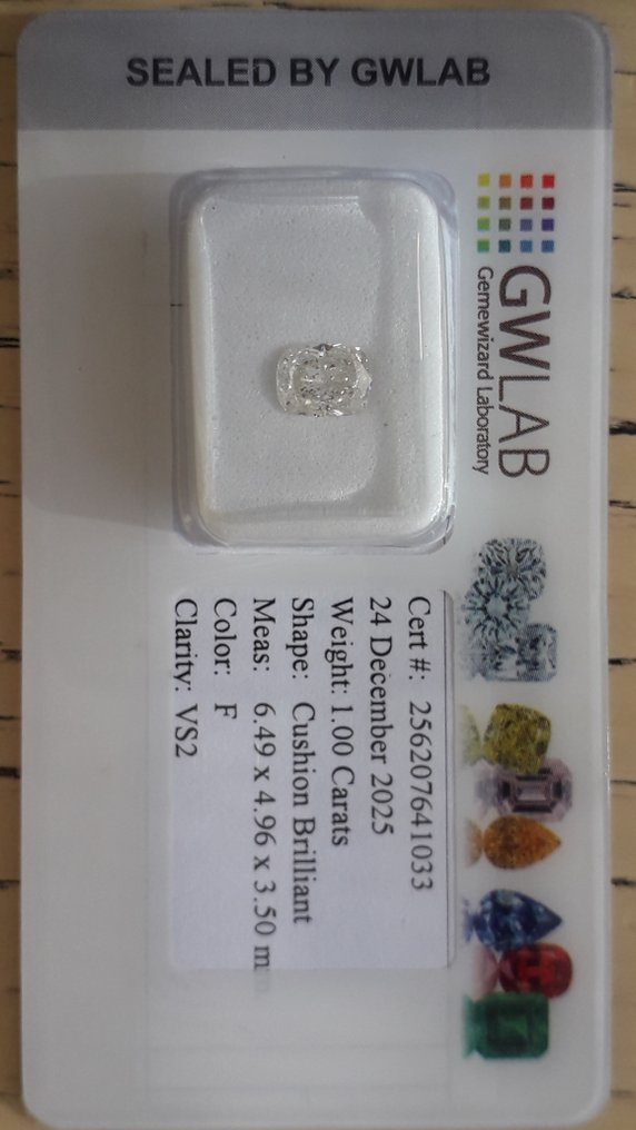 χωρίς τιμή ασφαλείας - 1 pcs Διαμάντι  (Φυσικό)  - 1.00 ct - Κούσιον - F - VS2 - Gemewizard Gemological Laboratory (GWLab) #2.1