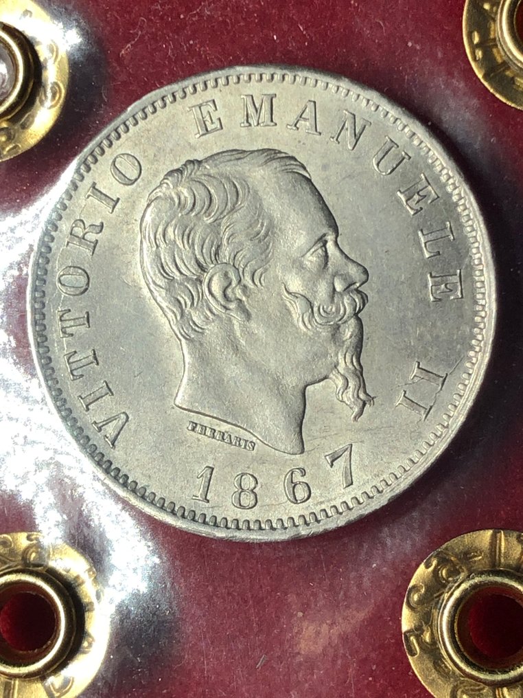 Ιταλία, Βασίλειο Vittorio Emanuele II. 1 Lira 1867 Ottima Conservazione FDC #1.0