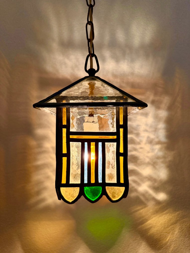 1910's Stained glass lamp Art Deco. - Hängande lampa - Glas #1.0