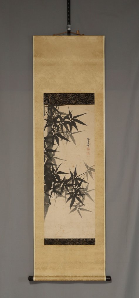 Ink Bamboo - Met handtekening Kyōsai sha 筇斎 寫 - Papier - Minagawa Kien (1734-1807) - Japan - Midden Edo periode #2.1