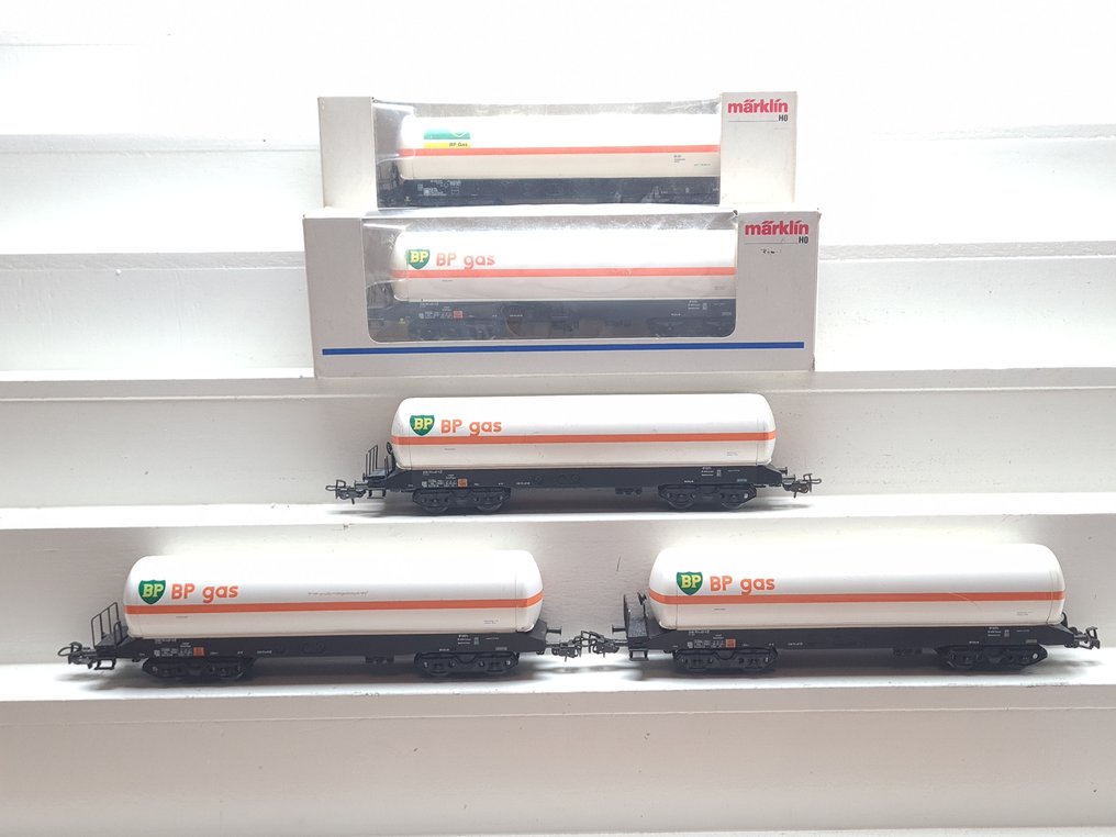 Märklin H0 - 4748 - Τρένο μοντελισμού μεταφοράς εμπορευμάτων (5) - 5x Ketelwagen 'BP GAS' - DSB #1.0
