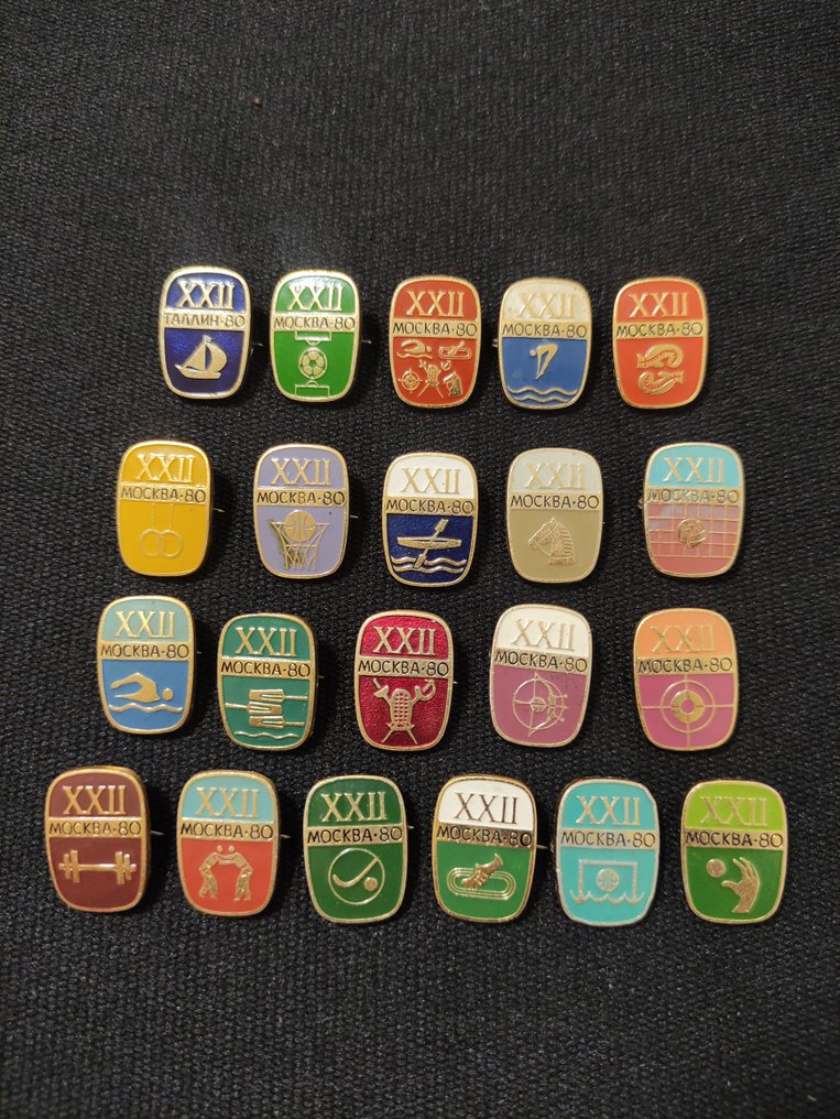 1980 - Συλλογή παλαιών μεταλλίων Ολυμπιακών Αγώνων (21 τεμάχια). Ολυμπιάδα 80. USSR. #1.0