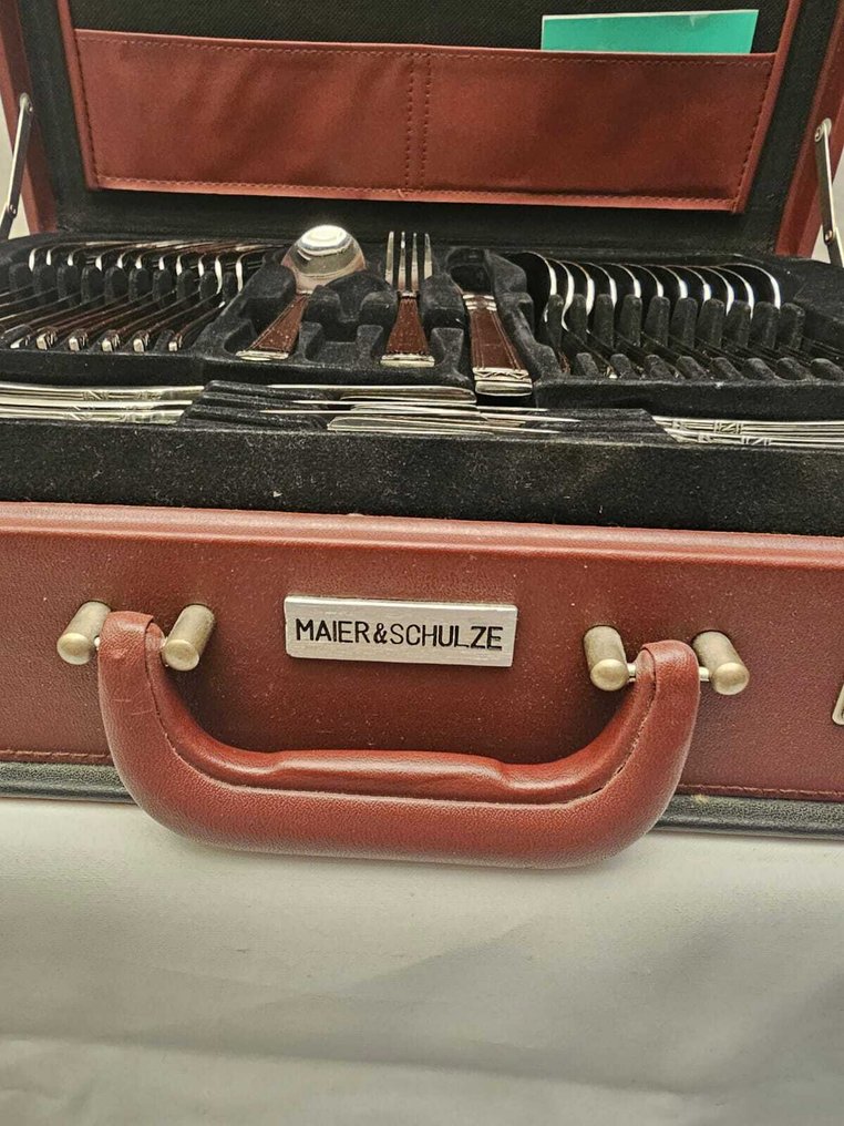 Maier & Schulze, Solingen - 12人用餐具套装 - 包括证书 - 18/10 不锈钢和 23/24 克拉黄金。 #4.3