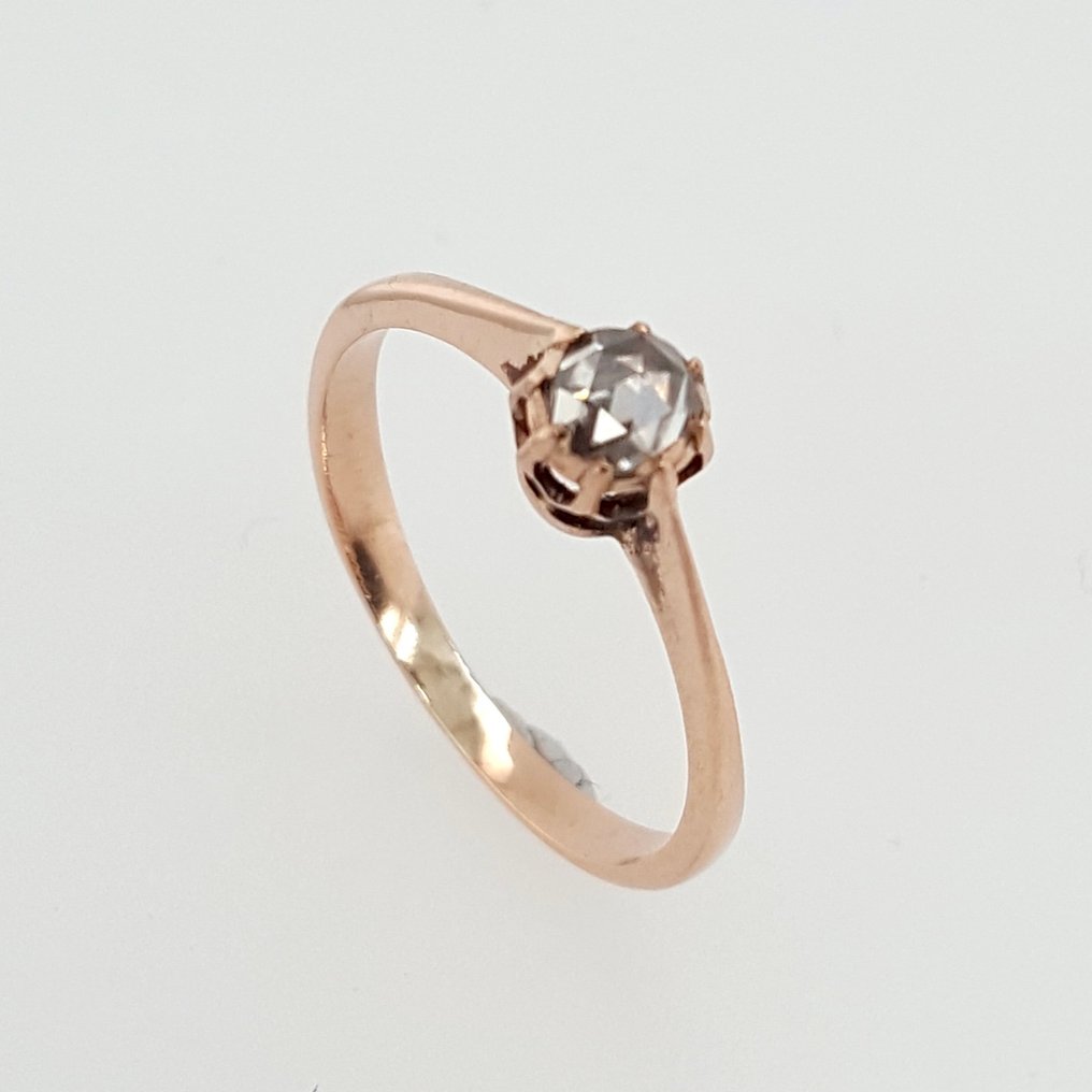 没有保留价 - 戒指 - 14K包金 玫瑰金 -  0.15ct. tw. 钻石 (天然)  #1.0