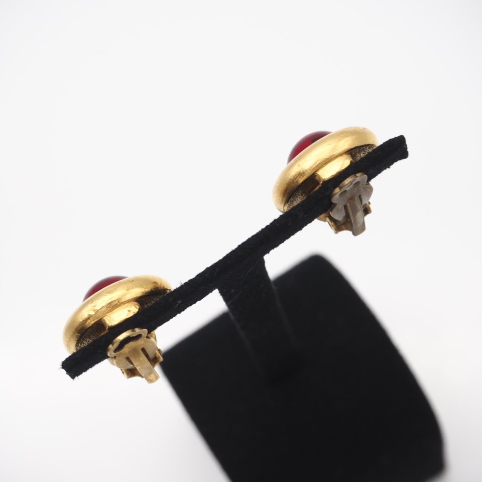 Chanel - Gold-plated - Earrings - Red Gripoix Glass #3.2