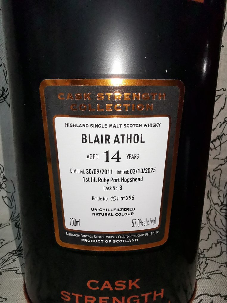 Blair Athol 2001 14 years old 1st Fill Ruby Port #3 - Cask Strength Collection - Signatory Vintage  - b. 2011  - 70cl #1.0