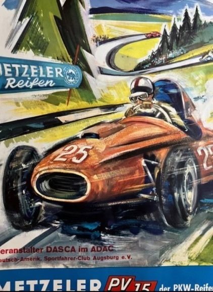 Metzeler - ADAC-Augusta Bergrennen 1964 car Racing Poster formula 1 Schumacher #1.0