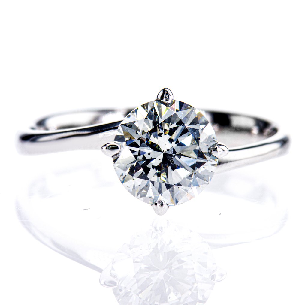 沒有保留價 - 訂婚戒指 - 14 克拉 白金 -  1.54ct. tw. 鉆石 (天然) #1.0