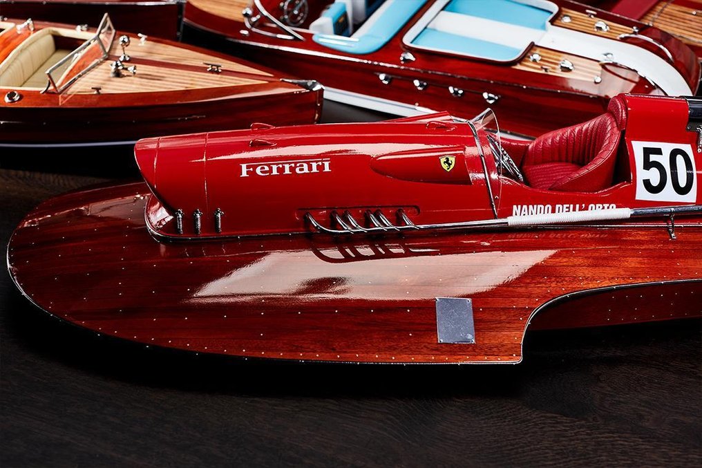 Hydroplane maquette de luxe modelisme FERRARI ARNO IX bois clouté 1:8 - Bateau miniature - Arno Ferrari V 75cm #3.2