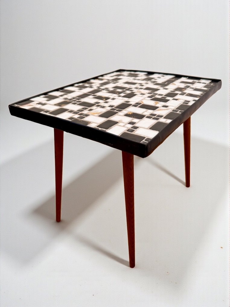 Τραπέζι σαλονιού - Ξύλο - Τραπέζι πλευράς με μωσαϊκό από τη δεκαετία του 1950. #1.0