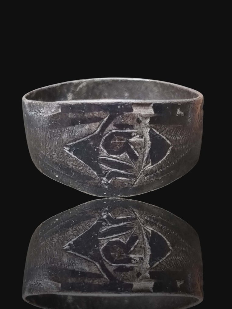 Μεσαιωνική, εποχή σταυροφόρων Ασημί, Σφραγίδα Σταυρού Αυτοκρατορίας Σπάνια Δαχτυλίδι  (χωρίς τιμή ασφαλείας) #1.0