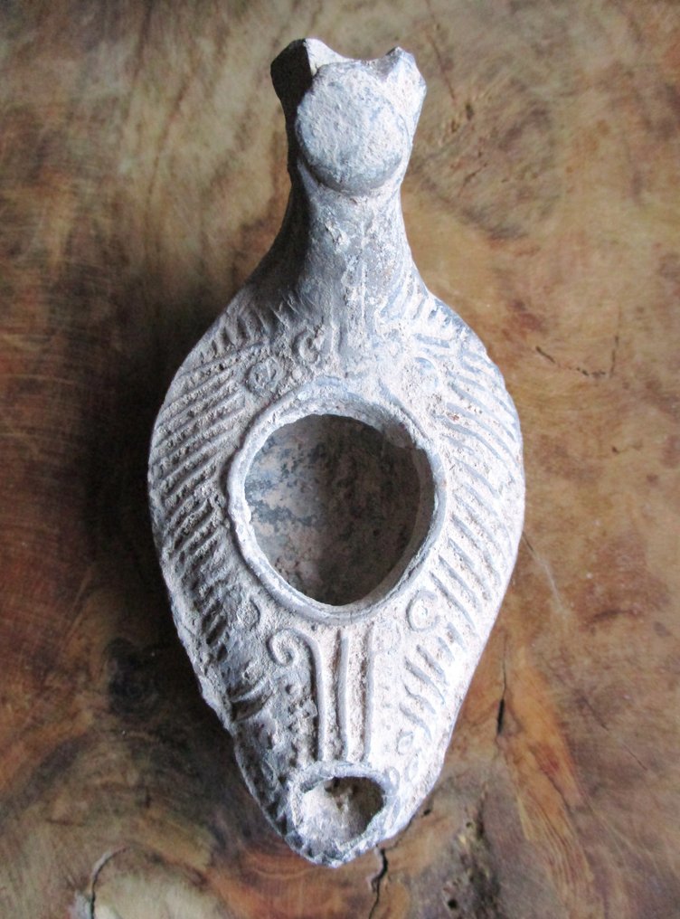 拜占庭帝國 Terracotta 带装饰的油灯 - 105 mm #1.0