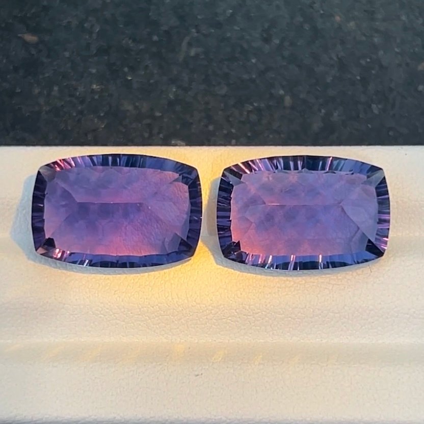 沒有保留價 - 2 pcs 藍色, 紫羅蘭色 螢石 - 36.00 ct - 國際有色寶石協會 (ICA GemLab) - 可爱的颜色变化对 #4.3