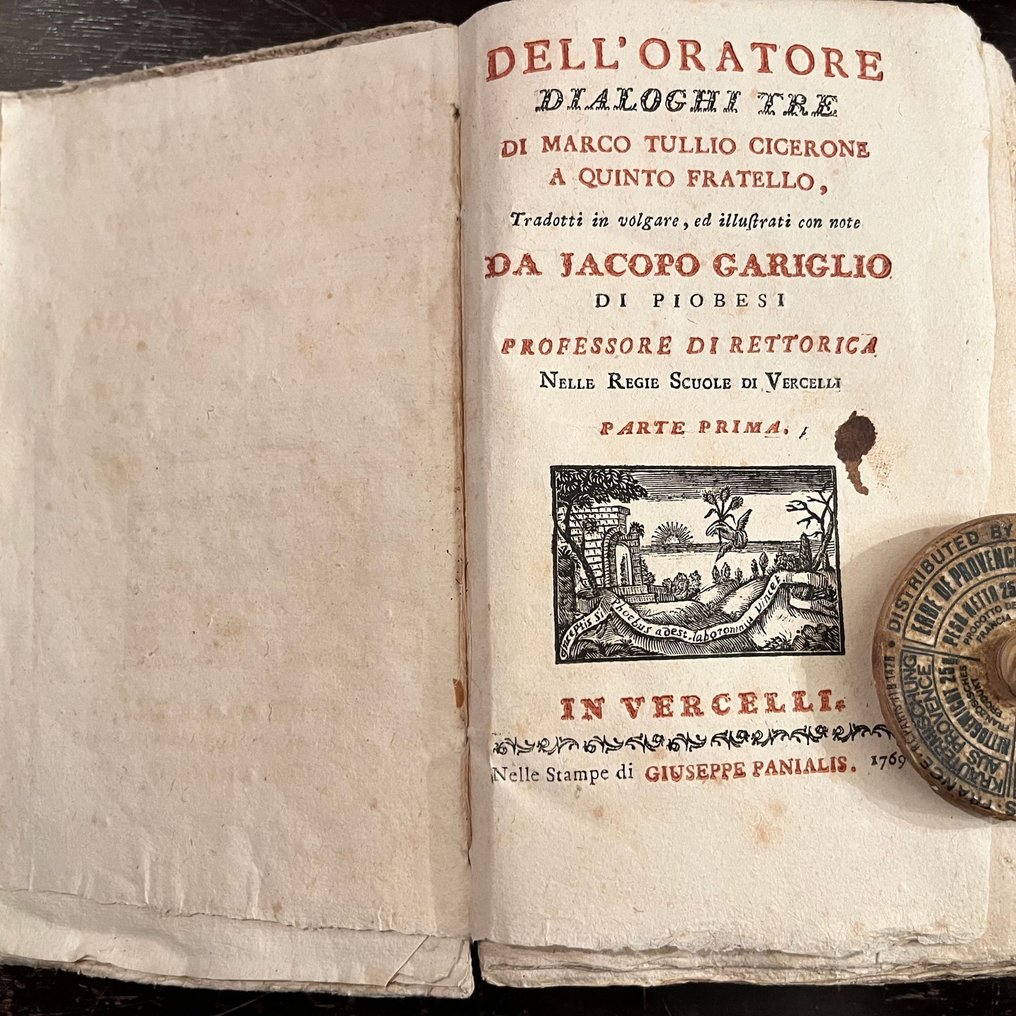 Marco Tullio Cicerone; Jacopo Gariglio - Dell'oratore. Dialoghi tre - 1769 #1.0