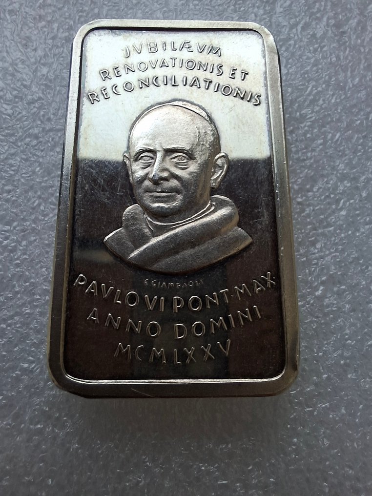 保禄六世，1975年，银质纪念牌 - 银 - 1970-1980 - 教皇保禄六世，银色 #1.0