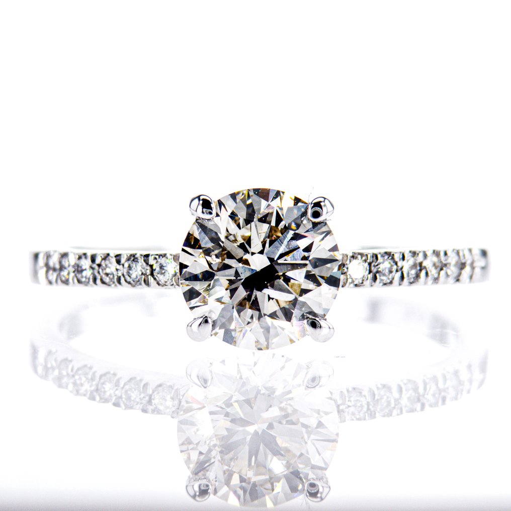 沒有保留價 - 訂婚戒指 - 14 克拉 白金 -  1.26ct. tw. 鉆石 (天然) - 鉆石 #1.0