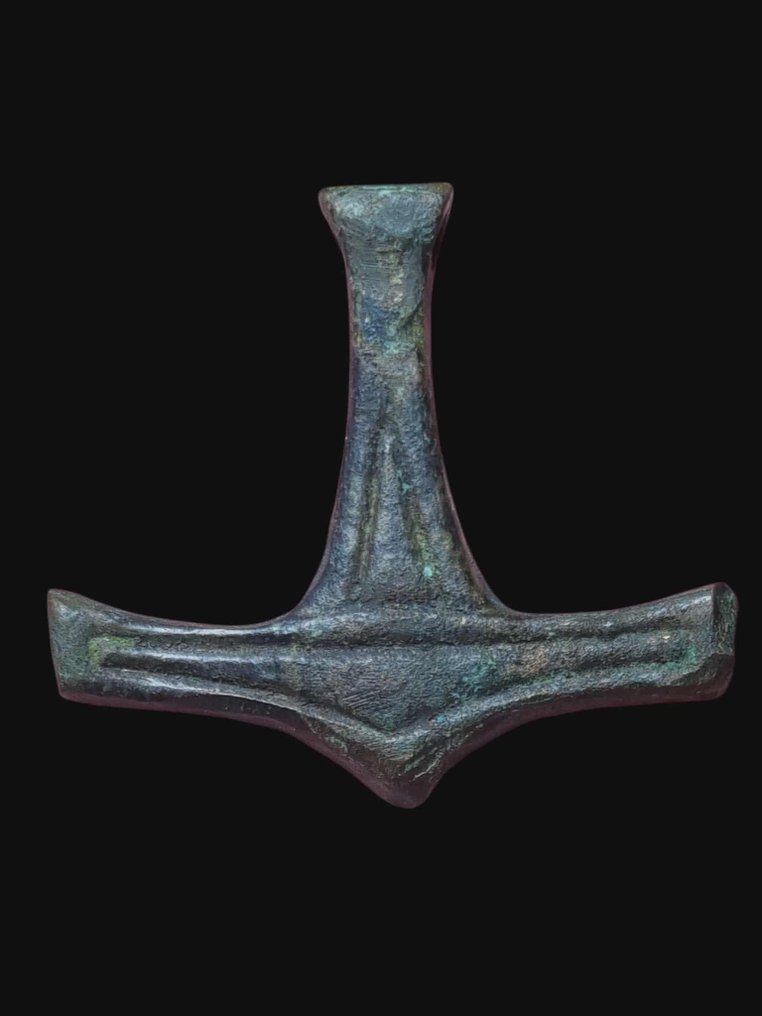 Medieval inicial Martelo de Thor Extremo Raro de Bronze Pingente #1.0