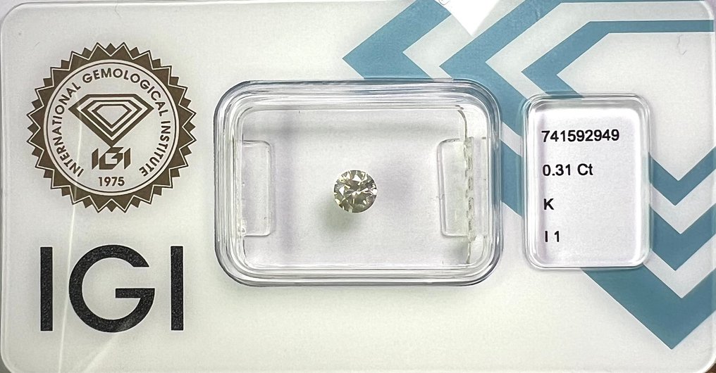 没有保留价 - 1 pcs 钻石  (天然)  - 0.31 ct - 圆形 - K - I1 内含一级 - 国际宝石研究院（IGI） #2.1