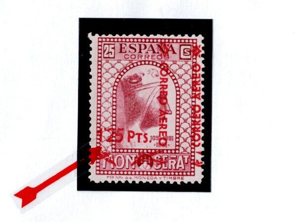 西班牙 1938 - 航空邮政，1931年款，25分。蒙特塞拉特带盖标，完整系列带变体。 #4.3